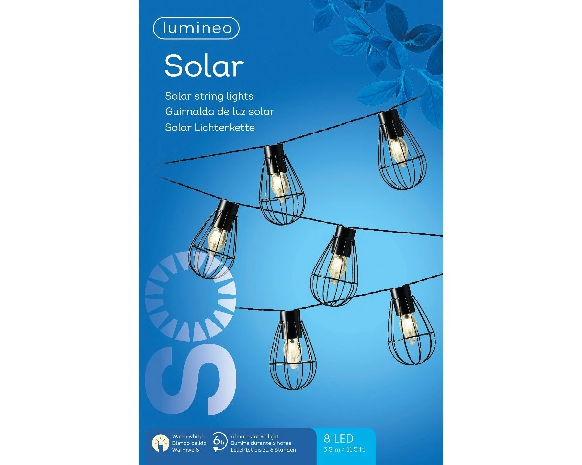 Lumineo Solar Partyverlichting 8 Lamps - 350 Cm 6 Lumineo Solar Partyverlichting 8 Lamps - 350 Cm - Afbeelding 4