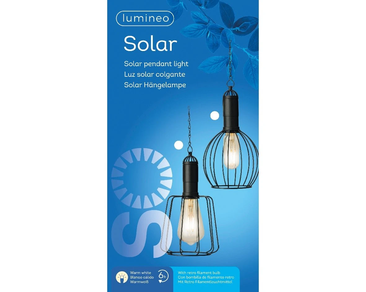 Lumineo Solar Hanglamp Zwart - Ø 22 Cm 4 Lumineo Solar Hanglamp Zwart - Ø 22 Cm - Afbeelding 2
